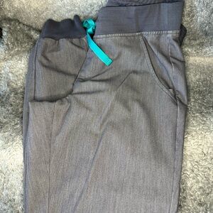 Figs Technical Collection Gray Pants with Teal Tie